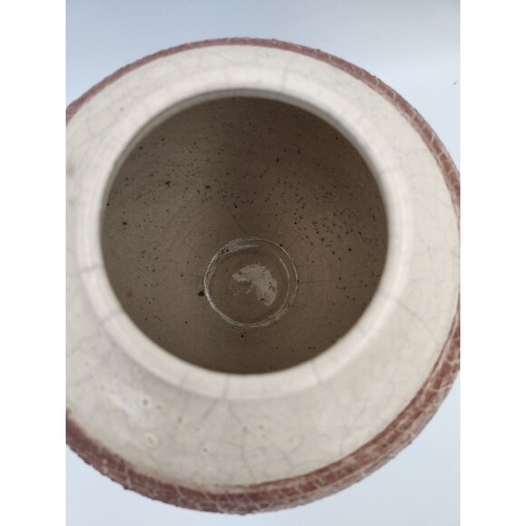 Artist Signed Large Dark Pink/Black Textured Raku Fired Round Vase 7"H - Picture 8 of 10